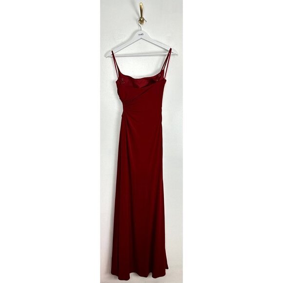 LA FEMME Cutout Crepe Gown in Deep Red Size US 2 - Picture 6 of 8